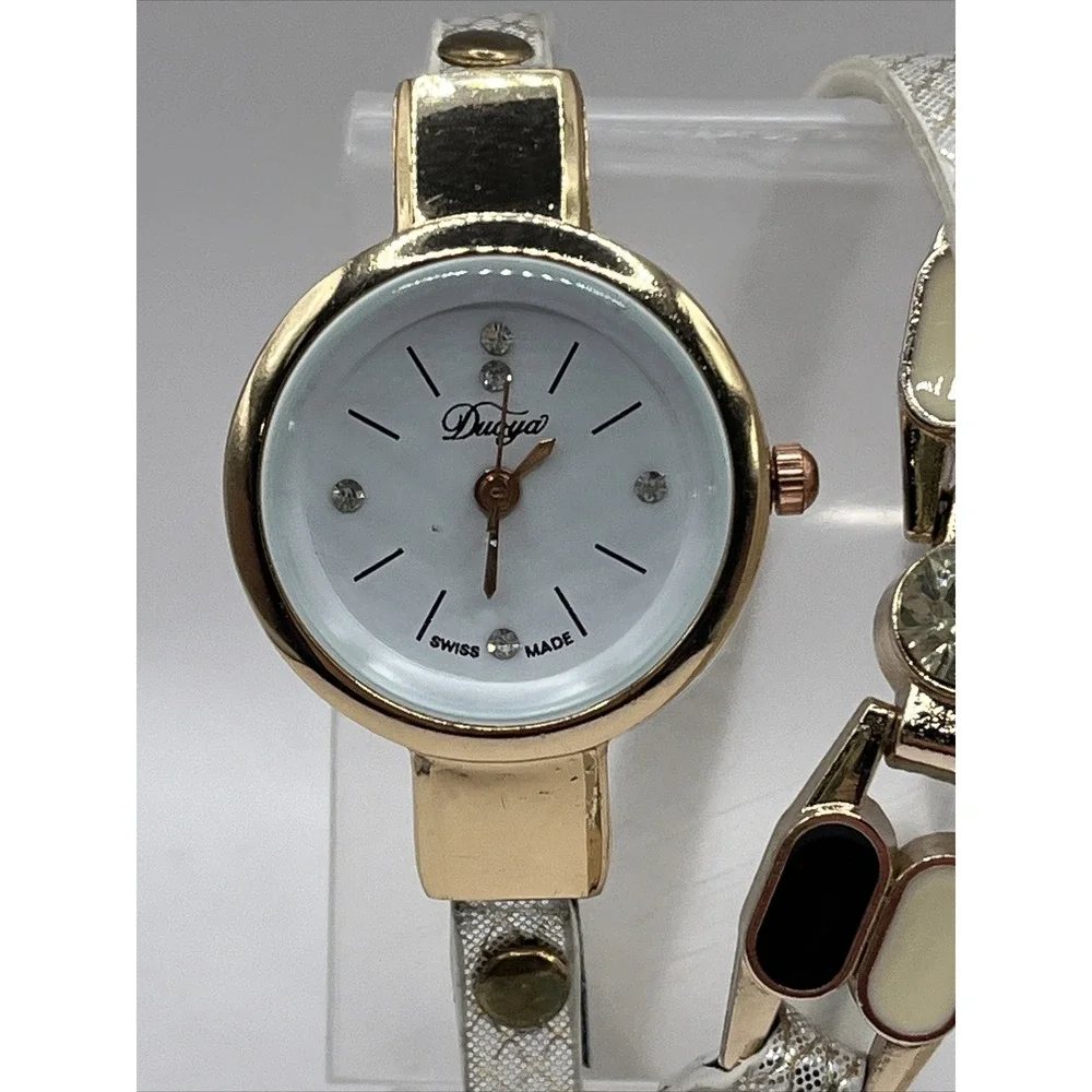 Duoya Swiss Made Women's Quartz Watch Wrap Band White‎ Dial- New Battery